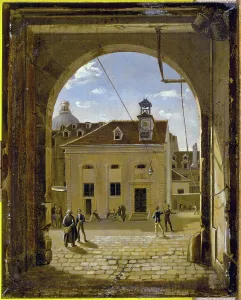 5th Arrondissement Prints: Sainte-Barbe college courtyard, rue de Reims, c1824. Creator: Etienne Bouhot