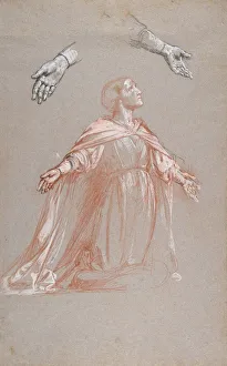 Saint Clotilde Prints: Sainte Clotilde (middle register; study for wall paintings in the Chapel of Saint Remi