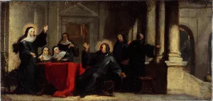 Sainte Scolastique obtenant du ciel une pluie accompagnée de tonnerre pour empêcher saint... c1706. Creator: Louis Galloche