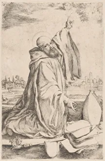 Pastoral Staff Prints: A sainted bishop of the Benedictine order... 1620-30. Creator: Giuseppe Caletti