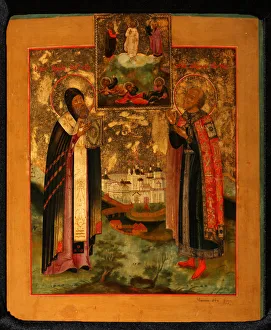 Mongols Prints: Saints Bishop Arsenius of Tver and Prince Michael of Tver, 1802. Artist: Russian icon