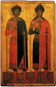 Saints Boris and Gleb, Mid of the 14th cen Artist: Russian icon