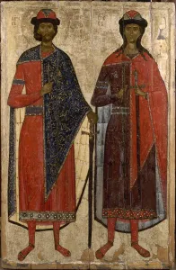 Boris And Gleb Prints: Saints Boris and Gleb, Mid of the 14th cen Artist: Russian icon