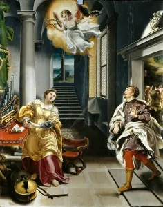 Saints Cecilia and Valerian, 16th century. Creator: Orsi, Lelio (1511-1587)