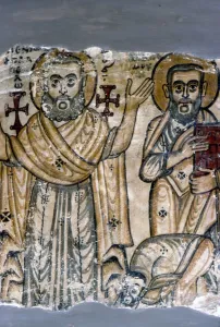 Two Saints, Coptic Wall Painting. Egypt, 6th century
