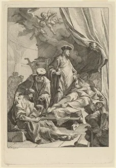 Caring Prints: Saints Cosmas and Damian Caring for the Sick, c. 1736. Creator: Paul Troger
