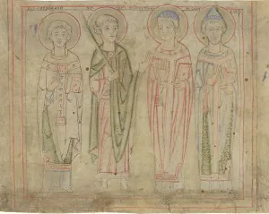 Saints Cyprian, Vitus, Stephen, and Cornelius, third quarter 12th century. Creator: Unknown
