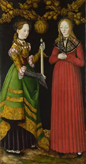Genevieve Prints: Saints Genevieve and Apollonia, 1506. Artist: Cranach, Lucas, the Elder (1472-1553)