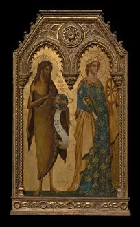 Animal Skin Collection: Saints John the Baptist and Catherine of Alexandria, About 1350