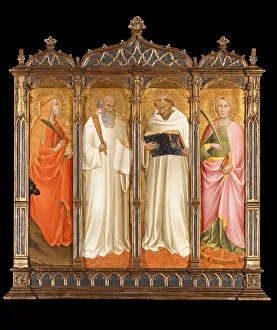 Benedict Of Nursia Gallery: Saints Mary Magdalene, Benedict, Bernard of Clairvaux and Catherine of Alexandria, ca 1380