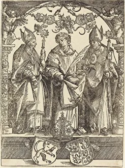 Crozier Prints: Saints Maximilian, Stephen, and Valentine, 1514. Creator: Wolf Traut
