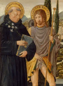 Pants Prints: Saints Nicholas of Tolentino, Roch, Sebastian, and Bernardino of Siena... 1481