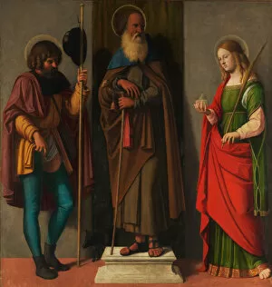 Conegliano Gallery: Three Saints: Roch, Anthony Abbot, and Lucy, ca. 1513. Creator: Giovanni Battista