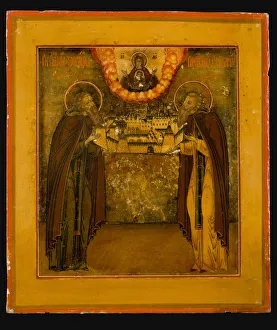 Saints Zosima and Savvatiy of Solovki, Late 18th cent Artist: Russian icon