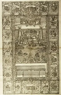 Old Believer Prints: Saints Zosima and Savvatiy of Solovki with view of the Solovetsky Monastery