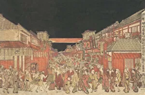 Images Dated 21st October 2020: Sakaicho Fukiyacho Kaomise Yoshibai no Zu, ca. 1780. Creator: Utagawa Toyoharu