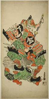Mythical Beast Collection: Sakata Kintoki Wrestling with a Tengu, c. 1715 / 18. Creator: Torii Kiyomasu I