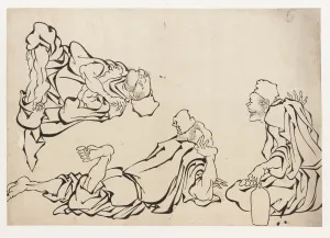 Drunk Collection: A sake bout, late 18th-early 19th century. Creator: Hokusai
