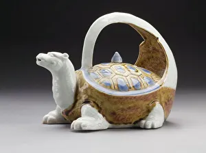 Turtle Prints: Sake Flask in the Form of a Long-tailed Turtle, 19th century. Creator: Unknown