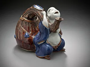 Spouted Prints: Sake Vessel in the Form of Hotei with his Bag, 19th century. Creator: Unknown