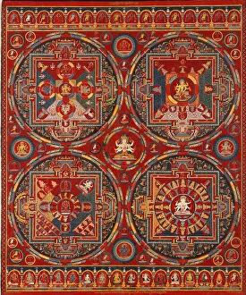 Yoga Tantras Gallery: Sakya order. Four Mandalas of the Vajravali Series (Thangka). Artist: Tibetan culture