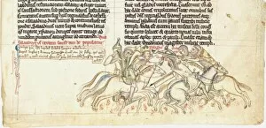 Holy Cross Collection: Saladin captures the Holy Cross (From Chronica maiora I by Matthew Paris), 13th century