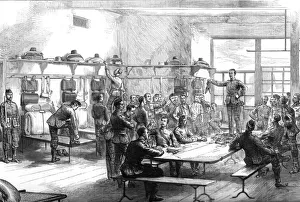 Dormitory Prints: Sale of a deserters kit in the barracks, 1875