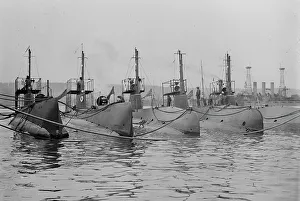 Submarine Prints: SALEM, GRAYLING, TARPON, OCTOPUS, BONITA, and NEBRASKA, 1911. Creator: Bain News Service