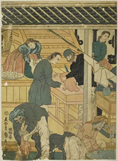 Washtub Collection: Sales Room at a Foreign Merchant Shop in Yokohama (Yokohama ijin shokan uriba no zu)