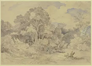 Czech Prints: Salesius Hill near Teplitz in Bohemia, 1841. Creator: Ludwig Richter