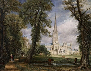 Images Dated 2nd November 2013: Salisbury Cathedral from the Bishops Garden, 1826. Artist: Constable, John (1776-1837)