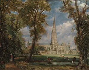 Spire Prints: Salisbury Cathedral from the Bishops Grounds, ca. 1825. Creator: John Constable