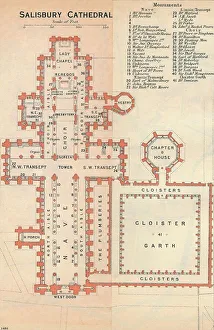 Ground Plan Prints: Salisbury Cathedral, c20th Century. Artist: John Bartholomew