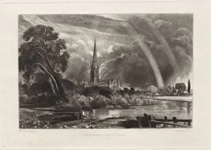 Etching And Roulette Collection: Salisbury Cathedral from the Meadows (Small Plate), 1855. Creator: David Lucas (British