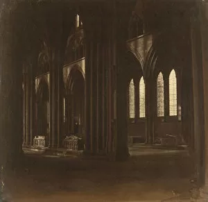 Salisbury Collection: Salisbury Cathedral - The Nave, from the South Transept, 1858. Creator: Roger Fenton