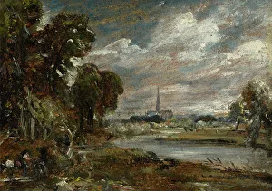 Constable John Prints: Salisbury Cathedral From The River Nadder, c1829. Creator: John Constable