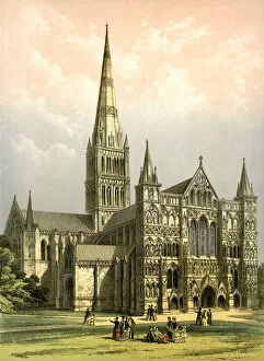 Salisbury Cathedral, Wiltshire, c1870. Artist: WL Walton