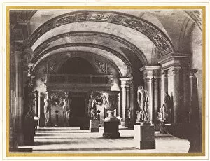 Vaulted Ceiling Gallery: Salle des Cariatides, au Musée du Louvre, c. 1851. Creator: Charles Marville