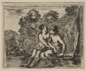 Della Bella Prints: Salmacis and Hermaphrodite, from Game of Mythology (Jeu de la Mythologie), 1644