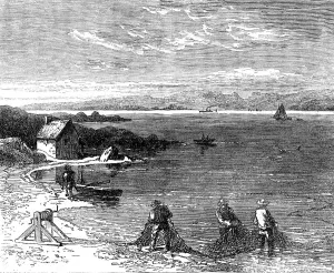 River Tay Prints: Salmon-fishing on the River Tay: drawing in, 1862. Creator: Unknown