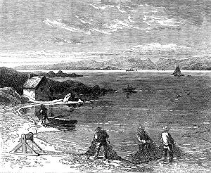 River Tay Collection: Salmon-fishing on the River Tay: drawing in, 1862. Creator: Unknown