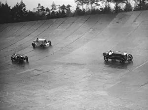 Barc Prints: Salmson, Riley 9 Brooklands and Talbot 90 racing at a BARC meeting, Brooklands, Surrey