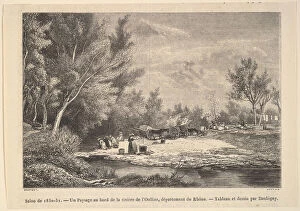 Charles Francois Daubigny Collection: Salon de 1850-51. Landscape along the shores of the river Oullins, 1850-51