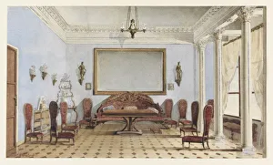 Evening Society Prints: Salon Interior, 1858. Artist: Redkovsky, Andrei Alexeevich (1831-1909)
