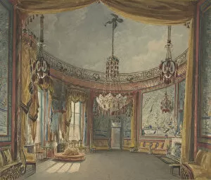 Prinnie Collection: The Saloon, Brighton Pavilion, ca. 1826. Creator: Augustus Charles Pugin