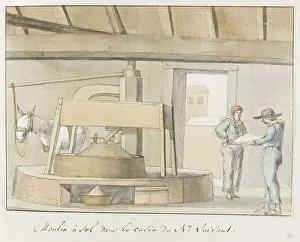 Sketch Book Prints: Salt mill at the harbor of Trapani, 1778. Creator: Louis Ducros