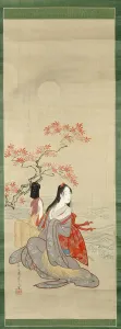 Eishi Chobunsai Collection: The Salt Maidens, Murasame with Yukihira's Hat, Edo period, c. 1800. Creator: Hosoda Eishi