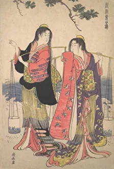 Maidens Prints: The Salt Maidens Murusame and Matsukaze, ca. 1786. Creator: Torii Kiyonaga