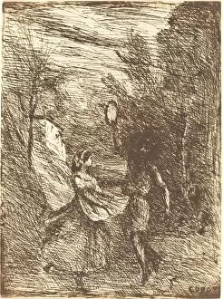 Clicha© Verre Collection: Saltarello (Saltarelle), 1858. Creator: Jean-Baptiste-Camille Corot