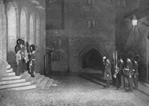 Bearskin Collection: Saluting the Kings keys at the Tower of London, c1903 (1903)